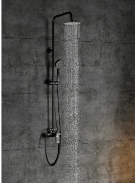 Mampara de ducha Angular,185cm, con antical,perfilería negra mate,esti –  Aica Sanitarios España